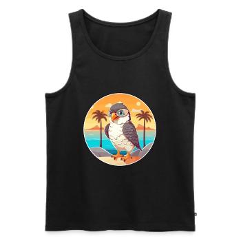 Falcon Funny Cartoon Kawaii Beach Illustration - Men's Premium Organic Tank Top - black - Front - Michal (187cm)