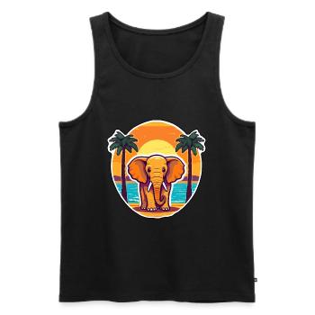 Elefant, lustige Cartoon-Kawaii-Strand-Illustration - Männer Premium Bio Tank Top - Schwarz - Vorne - AI Model Male 178 light (178cm)
