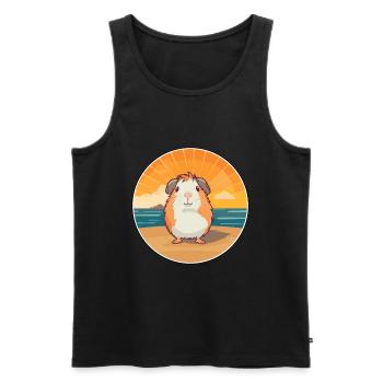 Cochon d'Inde drôle de dessin animé Kawaii plage Illustration - Débardeur bio Premium Homme - noir - Devant - Michal (187cm)