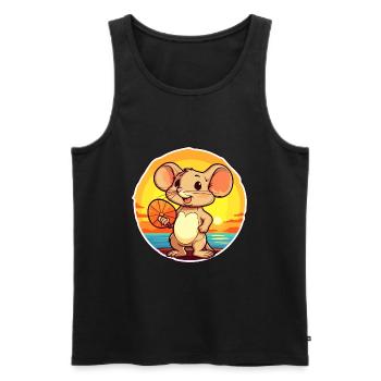 Mouse Funny Cartoon Kawaii Beach Illustration - Men's Premium Organic Tank Top - black - Front - Michal (187cm)