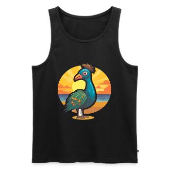 Peacock Funny Cartoon Kawaii Beach Illustration - Men's Premium Organic Tank Top - black - Front - Michal (187cm)