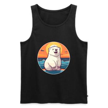 Eisbär Lustige Karikatur Kawaii Strand Illustration - Männer Premium Bio Tank Top - Schwarz - Vorne - Michal (187cm)