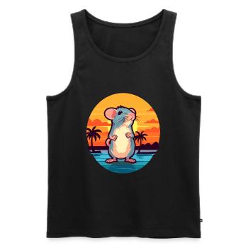 Ratte Lustige Karikatur Kawaii Strand Illustration - Männer Premium Bio Tank Top - Schwarz - Vorne - Michal (187cm)