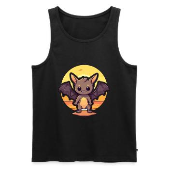 Bat Funny Cartoon Kawaii Beach Illustration - Men's Premium Organic Tank Top - black - Front - Michal (187cm)