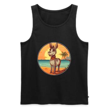 Donkey Funny Cartoon Kawaii Beach Illustration - Men's Premium Organic Tank Top - black - Front - Michal (187cm)