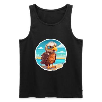 Eagle Funny Cartoon Kawaii Beach Illustration - Men's Premium Organic Tank Top - black - Front - Michal (187cm)