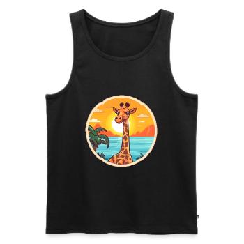 Giraffe Funny Cartoon Kawaii Beach Illustration - Men's Premium Organic Tank Top - black - Front - Michal (187cm)