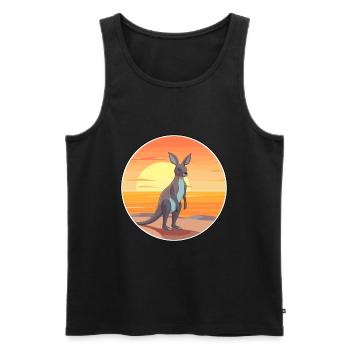 Kangaroo Funny Cartoon Kawaii Beach Illustration - Men's Premium Organic Tank Top - black - Front - AI Model Male 178 light (178cm)