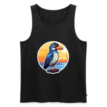 Jay Lustige Karikatur Kawaii Beach Illustration - Männer Premium Bio Tank Top - Schwarz - Vorne - AI Model Male 178 light (178cm)