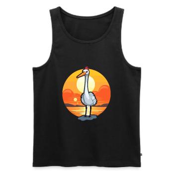 Crane Funny Cartoon Kawaii Beach Illustration - Men's Premium Organic Tank Top - black - Front - Michal (187cm)