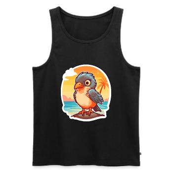 Cuckoo Funny Cartoon Kawaii Beach Illustration - Men's Premium Organic Tank Top - black - Front - Michal (187cm)