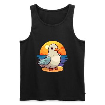 Taube, lustige Cartoon-Kawaii-Strand-Illustration - Männer Premium Bio Tank Top - Schwarz - Vorne - Michal (187cm)