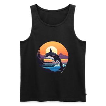 Orca Funny Cartoon Kawaii Beach Illustration - Men's Premium Organic Tank Top - black - Front - Michal (187cm)