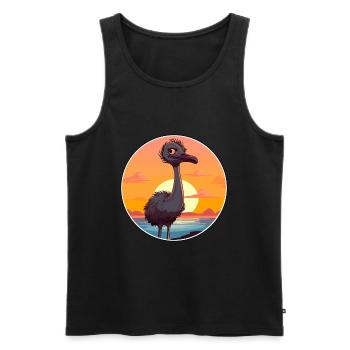Strauß Lustige Karikatur Kawaii Strand Illustration - Männer Premium Bio Tank Top - Schwarz - Vorne - AI Model Male 178 light (178cm)