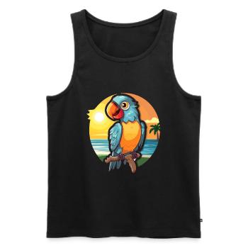 Papagei Lustige Karikatur Kawaii Strand Illustration - Männer Premium Bio Tank Top - Schwarz - Vorne - Michal (187cm)