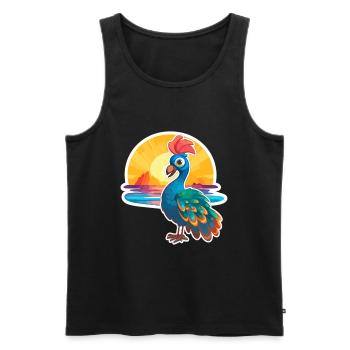 Peacock Funny Cartoon Kawaii Beach Illustration - Men's Premium Organic Tank Top - black - Front - Michal (187cm)