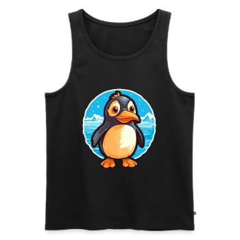 Penguin Funny Cartoon Kawaii Beach Illustration - Men's Premium Organic Tank Top - black - Front - Michal (187cm)