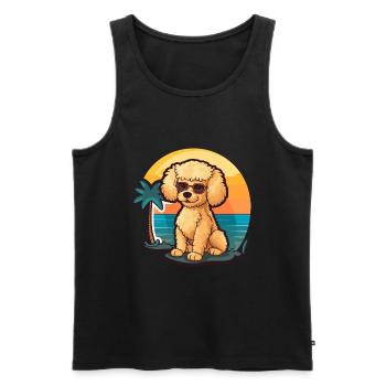 Pudel Hund Lustige Karikatur Kawaii Strand Illustration - Männer Premium Bio Tank Top - Schwarz - Vorne - Michal (187cm)