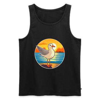 Seagull Funny Cartoon Kawaii Beach Illustration - Men's Premium Organic Tank Top - black - Front - Michal (187cm)