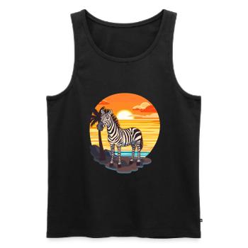 Zebra Funny Cartoon Kawaii Beach Illustration - Men's Premium Organic Tank Top - black - Front - Michal (187cm)
