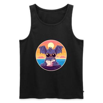 Chauve-souris Mignonne Dessin Animé Drôle Kawaii Livre Plage - Débardeur bio Premium Homme - noir - Devant - Michal (187cm)
