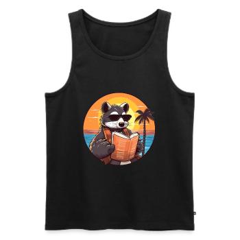 Dachs niedlicher lustiger Cartoon Kawaii Buchstrand - Männer Premium Bio Tank Top - Schwarz - Vorne - Michal (187cm)