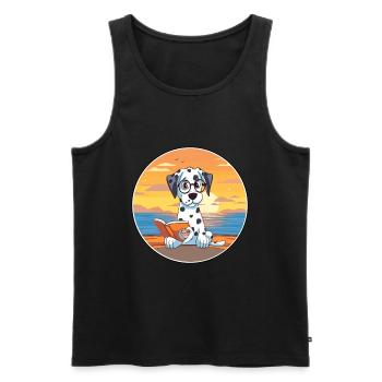 Dalmatiner Niedliche Lustige Karikatur Kawaii Buch Strand - Männer Premium Bio Tank Top - Schwarz - Vorne - Michal (187cm)