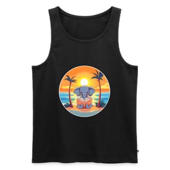 Elefant Niedlich Lustige Karikatur Kawaii Buch Strand - Männer Premium Bio Tank Top - Schwarz - Vorne - Michal (187cm)