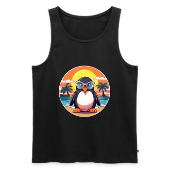 Pinguin-niedlicher lustiger Cartoon Kawaii-Buch-Strand - Männer Premium Bio Tank Top - Schwarz - Vorne - Michal (187cm)