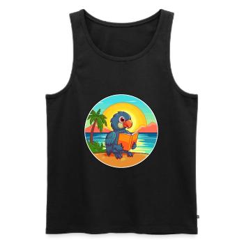 Papagei niedlicher lustiger Cartoon Kawaii Buchstrand - Männer Premium Bio Tank Top - Schwarz - Vorne - Michal (187cm)