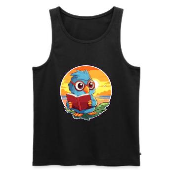 Papagei Niedliche Lustige Karikatur Kawaii Buch Strand - Männer Premium Bio Tank Top - Schwarz - Vorne - Michal (187cm)
