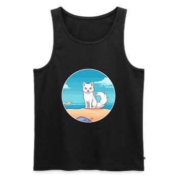 Arktisfuchs Aquarell Cartoon Kawaii Clipart Haustier - Männer Premium Bio Tank Top - Schwarz - Vorne - AI Model Male 178 light (178cm)