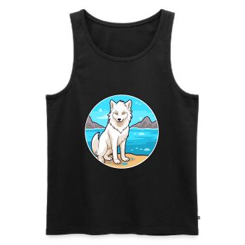 Arktischer Wolf Aquarell Cartoon Kawaii Clipart Haustier - Männer Premium Bio Tank Top - Schwarz - Vorne - AI Model Male 178 light (178cm)