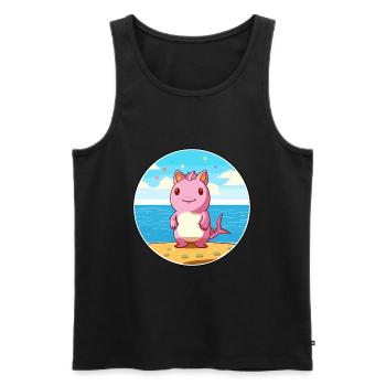 Axolotl aquarelle dessin animé Kawaii Clipart Animal - Débardeur bio Premium Homme - noir - Devant - Michal (187cm)