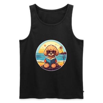 Pudel Niedlich Lustige Karikatur Kawaii Buch Strand - Männer Premium Bio Tank Top - Schwarz - Vorne - Michal (187cm)