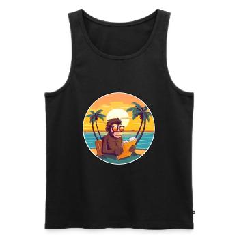 Affe-niedlicher lustiger Cartoon Kawaii-Buch-Strand - Männer Premium Bio Tank Top - Schwarz - Vorne - Michal (187cm)