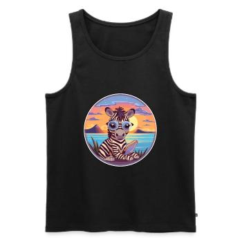 Zebra-niedlicher lustiger Cartoon Kawaii-Buch-Strand - Männer Premium Bio Tank Top - Schwarz - Vorne - Michal (187cm)