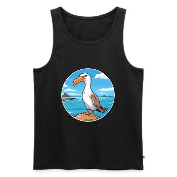 Albatross Watercolor Cartoon Kawaii Clipart Animal - Men's Premium Organic Tank Top - black - Front - Michal (187cm)