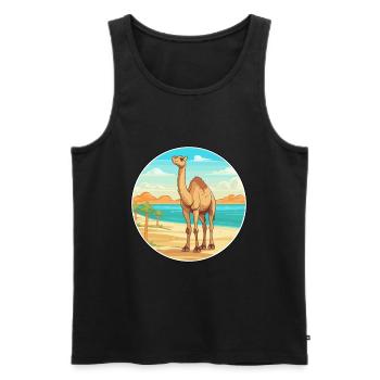 Camel Watercolor Cartoon Kawaii Clipart Animal - Men's Premium Organic Tank Top - black - Front - AI Model Male 178 light (178cm)