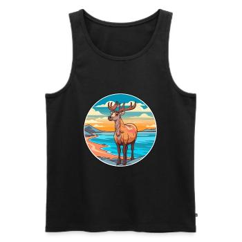 Karibu Aquarell Karikatur Kawaii Clipart Tier - Männer Premium Bio Tank Top - Schwarz - Vorne - AI Model Male 178 light (178cm)