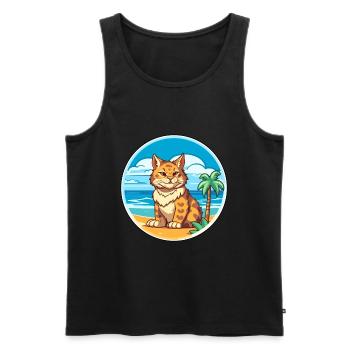 Rotluchs Aquarell Cartoon Kawaii Clipart Tier - Männer Premium Bio Tank Top - Schwarz - Vorne - AI Model Male 178 light (178cm)