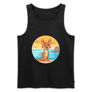 Coyote Watercolor Cartoon Kawaii Clipart Animal - Men's Premium Organic Tank Top - black - Front - Michal (187cm)