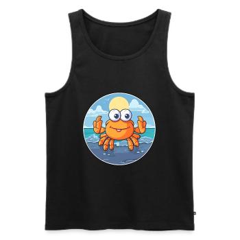 Crab Watercolor Cartoon Kawaii Clipart Animal - Men's Premium Organic Tank Top - black - Front - Michal (187cm)