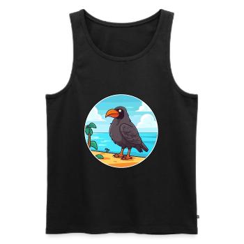 Crow Watercolor Cartoon Kawaii Clipart Animal - Men's Premium Organic Tank Top - black - Front - Michal (187cm)