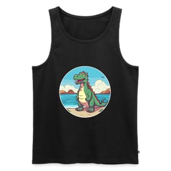 Dinosaure aquarelle dessin animé Kawaii Clipart Animal - Débardeur bio Premium Homme - noir - Devant - Michal (187cm)