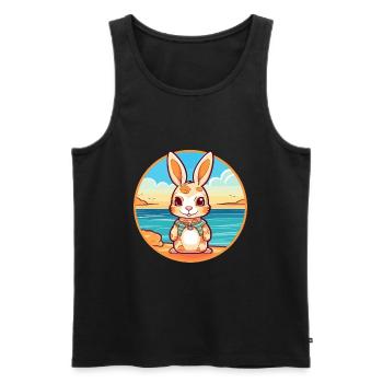 Lapin aquarelle dessin animé Kawaii Clipart Animal - Débardeur bio Premium Homme - noir - Devant - Michal (187cm)