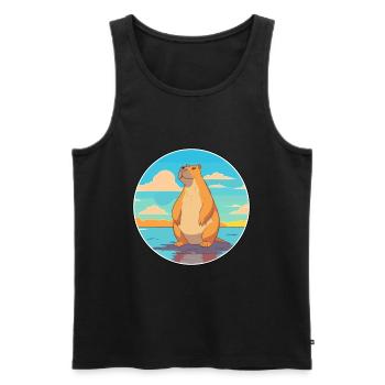 Capybara Aquarell Cartoon Kawaii Clipart Tier - Männer Premium Bio Tank Top - Schwarz - Vorne - AI Model Male 178 light (178cm)