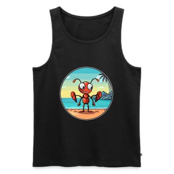 Fourmi Aquarelle Dessin Animé Kawaii Clipart Animal - Débardeur bio Premium Homme - noir - Devant - Michal (187cm)