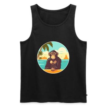 Chimpanzé aquarelle dessin animé Kawaii Clipart animal de compagnie - Débardeur bio Premium Homme - noir - Devant - Michal (187cm)