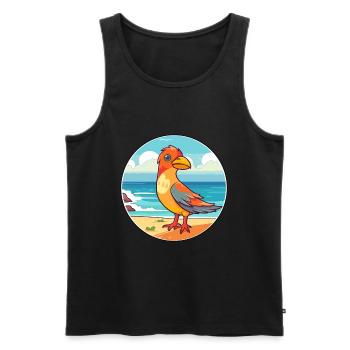 Oiseau Aquarelle Cartoon Kawaii Clipart Animal - Débardeur bio Premium Homme - noir - Devant - Michal (187cm)